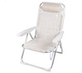 Silla de playa y tumbona 2 en 1 plegable beige c/cojín aktive