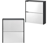 Zapatero de diseño mueble de almacenamiento con 2 compartimentos para 6 pares frente de espejo tablero de 03_0005164