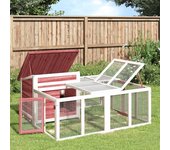 Vidaxl conejera de madera maciza de pino moca 144x123x67,5 cm