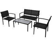 Vidaxl set de muebles de jardín 4 piezas textilene negro