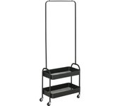 Perchero con zapatero homcom acero, pp negro 56.5x31.5x152.5 cm