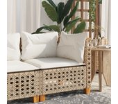 Vidaxl sillón de esquina de jardín con cojines ratán sintético beige