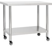 Mesa de trabajo de cocina con ruedas 80 x 60 x 85 cm acero inoxidable 02_0001917