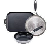 Bergner set 2 sartenes ø20/24 con plancha grill asador de 32x23 cm en aluminio apto inducción