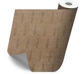 Adhesivo para muebles, armarios, pared, cocina, baños - imitación madera - madera con arcos dorados 50x100 cm