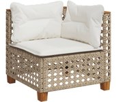 Sillón de esquina de jardín con cojines ratán sintético beige cfw83400