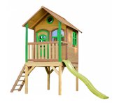 Axi laura casa infantil de madera fsc con tobogan amarillo | casita de juegos para niños de jardin / exterior | parque infantil en marron y verde