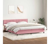 Vidaxl cama box spring con colchón terciopelo rosa 180x220 cm
