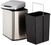 Cubo de basura de cocina tapa automática con cierre hermético contenedor 12 litros plateado 13_0002336