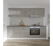 Set cocina haaus karo v15, gris brillante/blanco, mdf, encimera thermo 28 mm, l 240 cm