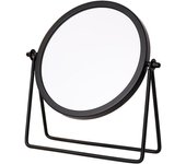 Espejo de maquillaje, espejo de pie, espejo de sobremesa, redondo, rotación de 360°, diseño de marco (negro)