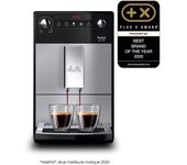 Melitta f230-101 - máquina de café purista - espresso automática con molinillo de granos - 1450w - depósito de agua 1,2l - plata