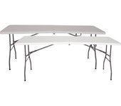 Pack 2 mesas plegables solid 180 x 70 x 74cm. uso público. portátil resina hdpe 3,5cm. 6/8 adultos. jardín catering picnic camping. the homeweeks