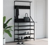 Vidaxl perchero con zapatero negro 90x34x184 cm