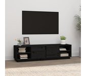 Mueble de tv madera maciza de pino negro 156x40x40 cm