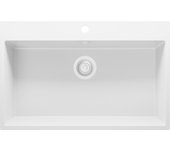 Primagran fregadero cocina todo blanco 78x50cm, fregadero granito 1 seno + sifón, fregadero sobre encimera al mueble 80cm - riga