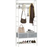 Perchero zapatero homcom melamina de madera, acero blanco 80x30x180.5 cm