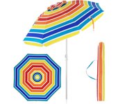 Sombrilla playa grande antiviento plegable 200cm con protección uv, ventilación y bolsa de transporte, base de sombrilla no incluida, multicolor