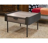 Mesa de café bioglio, mesa de centro baja, revistero para sofá, estante de la sala de estar, 60x60 h41 cm, gris y marrón