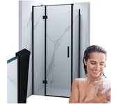 Silla cabine de douche carrée l.80x80.cm, verre transparent, noir