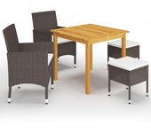 Vidaxl conjunto de comedor de jardín de 5 piezas marrón