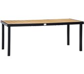 Mesa de jardín outsunny aluminio y compuestos de madera y plástico madera natural 190x90x74 cm
