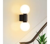 Zmh aplique de pared para pasillo interior, lámpara de pared g9 en blanco y negro, iluminación de pared con bola de cristal para sala de estar