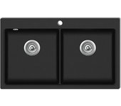 Fregadero de cocina empotrado con 2 senos 86 x 51 cm granito negro 02_0002310
