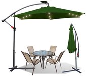 Sombrilla semáforo 3,5m sombrilla con led aluminio sombrilla giratoria jardín terraza balcón verde