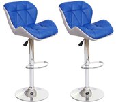 Juego de 2 taburetes de bar hwc-a92, taburete de bar taburete de mostrador, altura regulable imitación cuero ~ azul