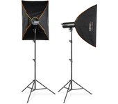 Walimex pro stager 400 hss set double - potente flash de estudio con receptor de 2,4 ghz, modo hss, 400 ws, tiempo de destello corto, luz led de mo...