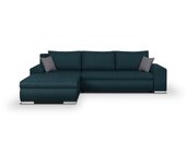 Sofá esquinero convertible reversible + caja de almacenamiento tela azul 289 x 94/188 x 88 cm indian