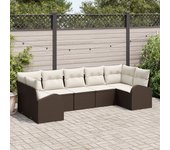 Vidaxl conjunto de sofá de jardín set de 7 beige ratán sofá de jardín