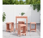 Vidaxl mesa alta y taburetes de jardín 5 piezas madera maciza douglas