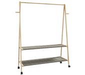 Vidaxl perchero con estantes y ruedas 132x45,5x155,5 cm bambú