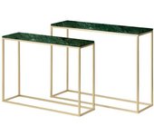 Adda Home Set de 2 consolas verde de mármol 100 / 91x30 / 26x75 / 66cm