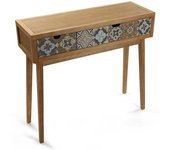 Versa Home Consola recibidor con 2 cajones en madera de pino gris