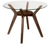 Koketto Home Mesa comedor redonda  en nogal y tapa de cristal 100 cm.