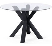 Koketto Home Mesa redonda  tapa cristal 100 y patas metálicas negras