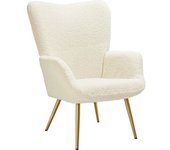 Tectake Sillón tapizado 72 x 76 x 100,5 cm bouclé crema/dorado
