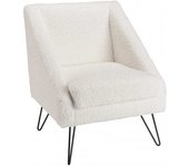 MACABANE Sillón de tela bouclette blanca y patas de metal negro