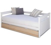 ID Kids Sofá cama nido madera maciza  blanco y madera 90x200 cm