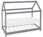ML-Design Cama infantil madera pino gris forma de casa 80x160 cm