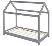 ML-Design Cama infantil forma de casa madera pino gris 70x140 cm
