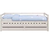 ID Kids Sofá cama con cama nido madera maciza  blanco 90x200 cm