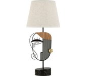 Mauro Ferretti Lámpara de metal negro y madera marrón ø 29,8x64,8 cm