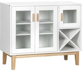 Homcom Aparador de cocina 90x37x75 cm madera natural y blanco
