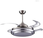 Wonderlamp Ventilador de techo plateado con luz y aspas plegables