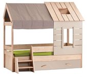 MueMue Cama infantil casita + cajón aglomerado gris 90x200cm