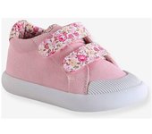 VERTBAUDET Zapatillas deportivas de lona con tiras autoadherentes bebé niña rosa